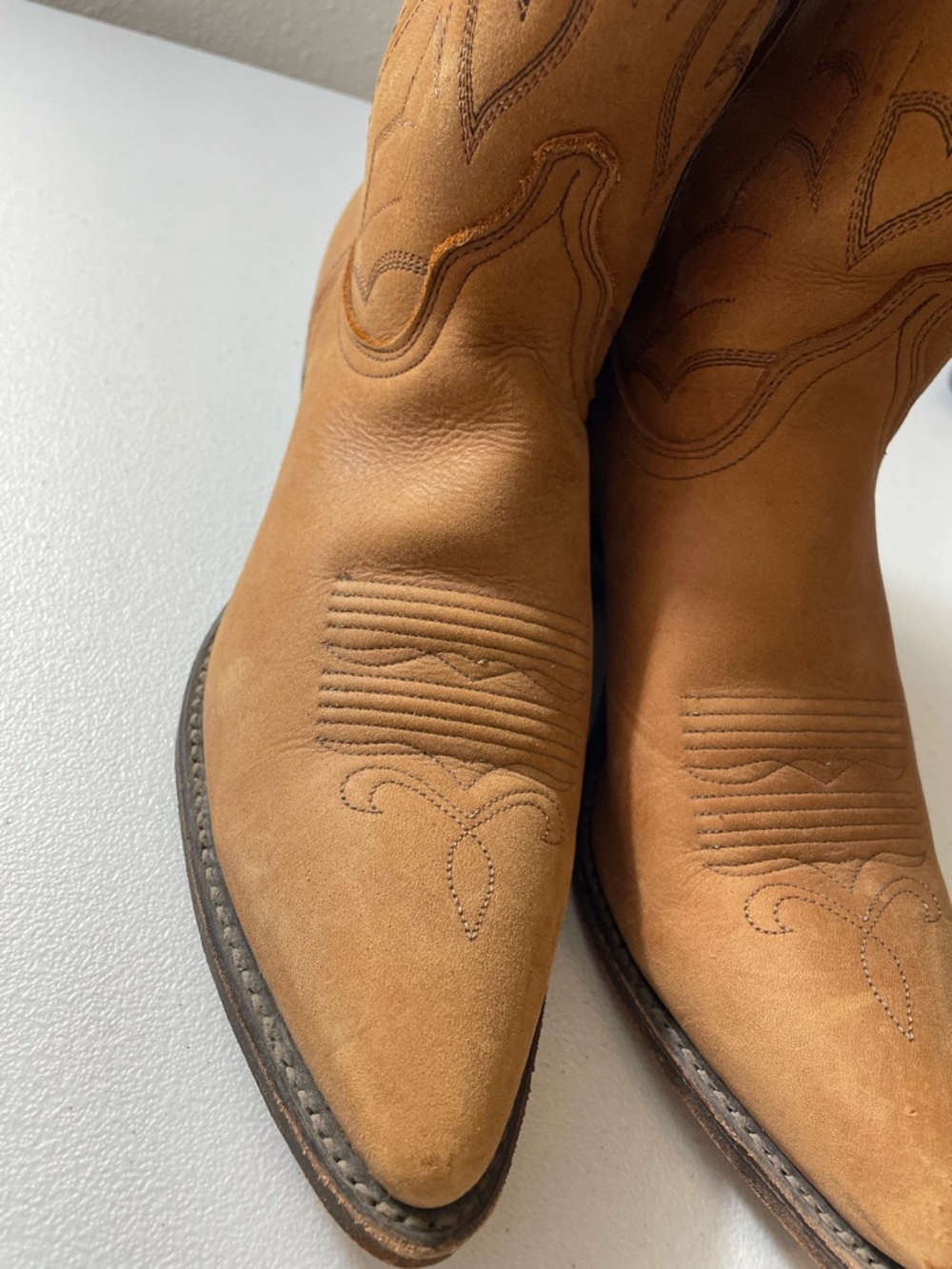 Vintage Dan Post Marlboro Cowboy Boots Leather Brown Womens 8 M USA P2552 - Picture 9 of 12